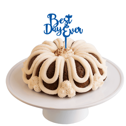 8" Big Bundt Cakes | 24 Carrot w/ Blue "BEST DAY EVER" Candle Holder & Cake Topper