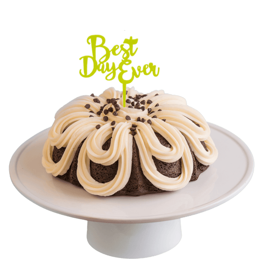 8" Big Bundt Cakes | Double Chocolate w/ Lime "BEST DAY EVER" Candle Holder & Cake Topper