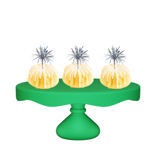 3" Bundties | Lemon Squeeze Bundt Cake w/ Holographic Silver Mylar Spray Cake Topper-Bundt Cakes-