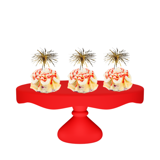 3" Bundties | Raspberry Truffle Bundt Cake w/ Gold Mylar Spray Cake Topper-Bundt Cakes-