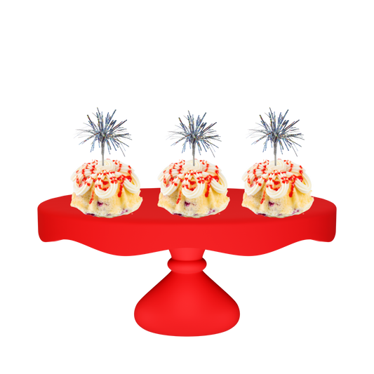 3" Bundties | Raspberry Truffle Bundt Cake w/ Holographic Silver Mylar Spray Cake Topper-Bundt Cakes-