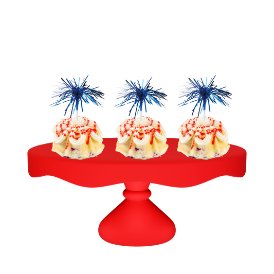 3" Bundties | Raspberry Truffle Bundt Cake w/ Blue Mylar Spray Cake Topper-Bundt Cakes-