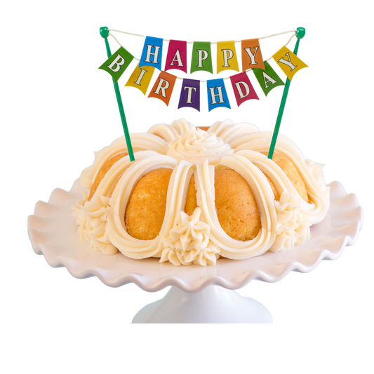 8" Big Bundt Cakes | Vanilla Bean w/ "HAPPY BIRTHDAY" Cake Banner