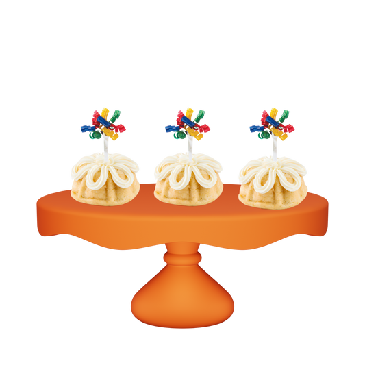 3" Bundties | Vanilla Bean Bundt Cake w/ 4-Color Primary Ribbon Cake Topper-Bundt Cakes-