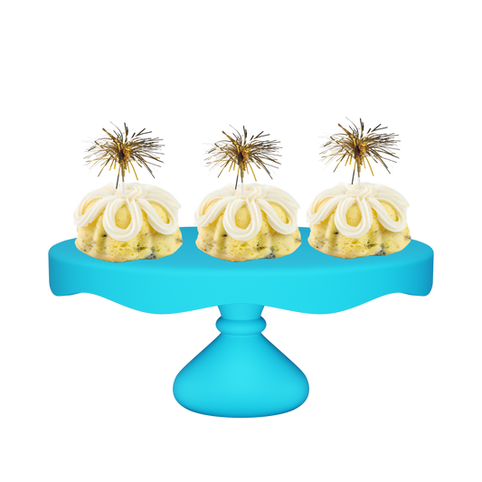 3" Bundties | Lemon Blueberry Bundt Cake w/ Gold Mylar Spray Cake Topper-Bundt Cakes-