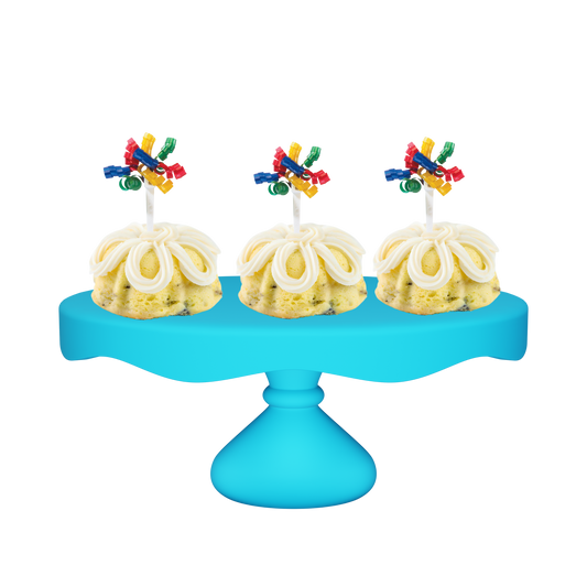 3" Bundties | Lemon Blueberry Bundt Cake w/ 4-Color Primary Ribbon Cake Topper-Bundt Cakes-