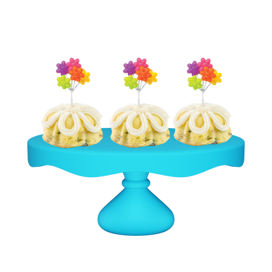 3" Bundties | Lemon Blueberry Bundt Cake w/ Flower Shaped Balloon Cluster Cake Topper-Bundt Cakes-