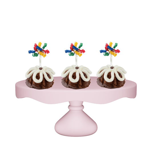 3" Bundties | Double Chocolate Bundt Cake w/ 4-Color Primary Ribbon Cake Topper (Copy)-Bundt Cakes-
