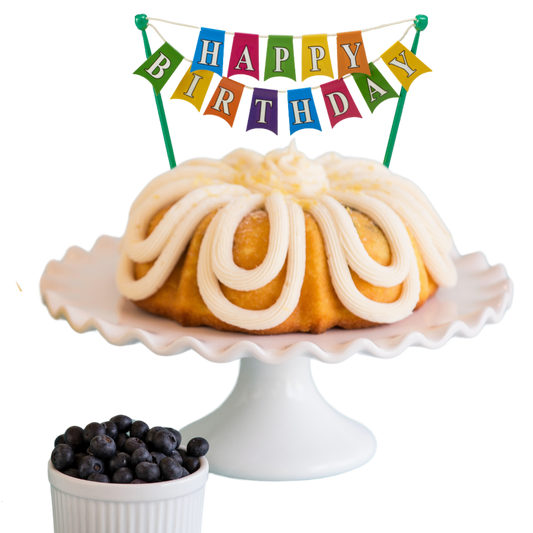 8" Big Bundt Cakes | Lemon Blueberry w/ Happy Birthday Banner