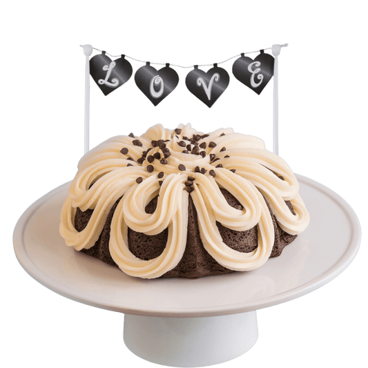 8" Big Bundt Cakes | Double Chocolate Bundt Cake w/ "LOVE" Cake Banner-Bundt Cakes-