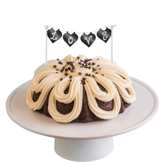 8" Big Bundt Cakes | Double Chocolate w/ "LOVE" Cake Banner