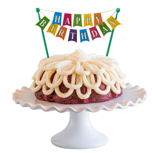 8" Big Bundt Cakes | Red Velvet w/ "HAPPY BIRTHDAY" Cake Banner