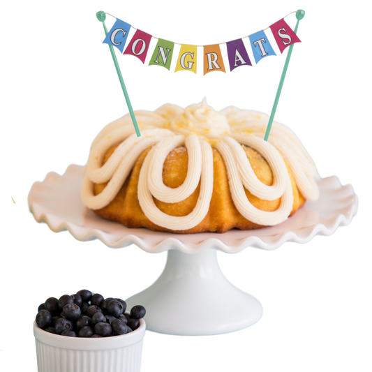 8" Big Bundt Cakes | Lemon Blueberry w/ "CONGRATS" Cake Banner-Bundt Cakes-