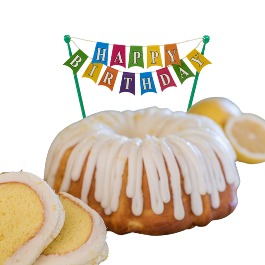 8" Big Bundt Cakes | Lemon Squeeze w/ Happy Birthday Banner