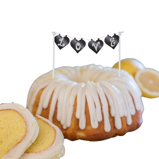 8" Big Bundt Cakes | Lemon Squeeze w/ "LOVE" Cake Banner