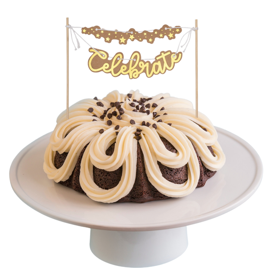 8" Big Bundt Cakes | Double Chocolate w/ "CELEBRATE" Cake Banner