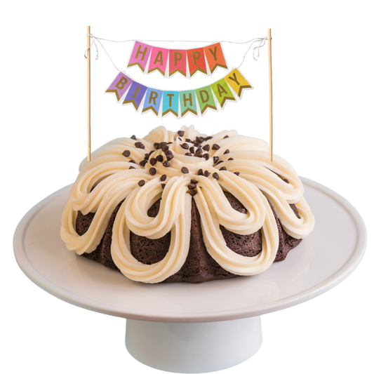 8" Big Bundt Cakes | Double Chocolate w/ "HAPPY BIRTHDAY" Colorful Cake Banner
