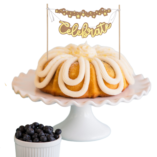 8" Big Bundt Cakes | Lemon Blueberry w/ "CELEBRATE" Cake Banner