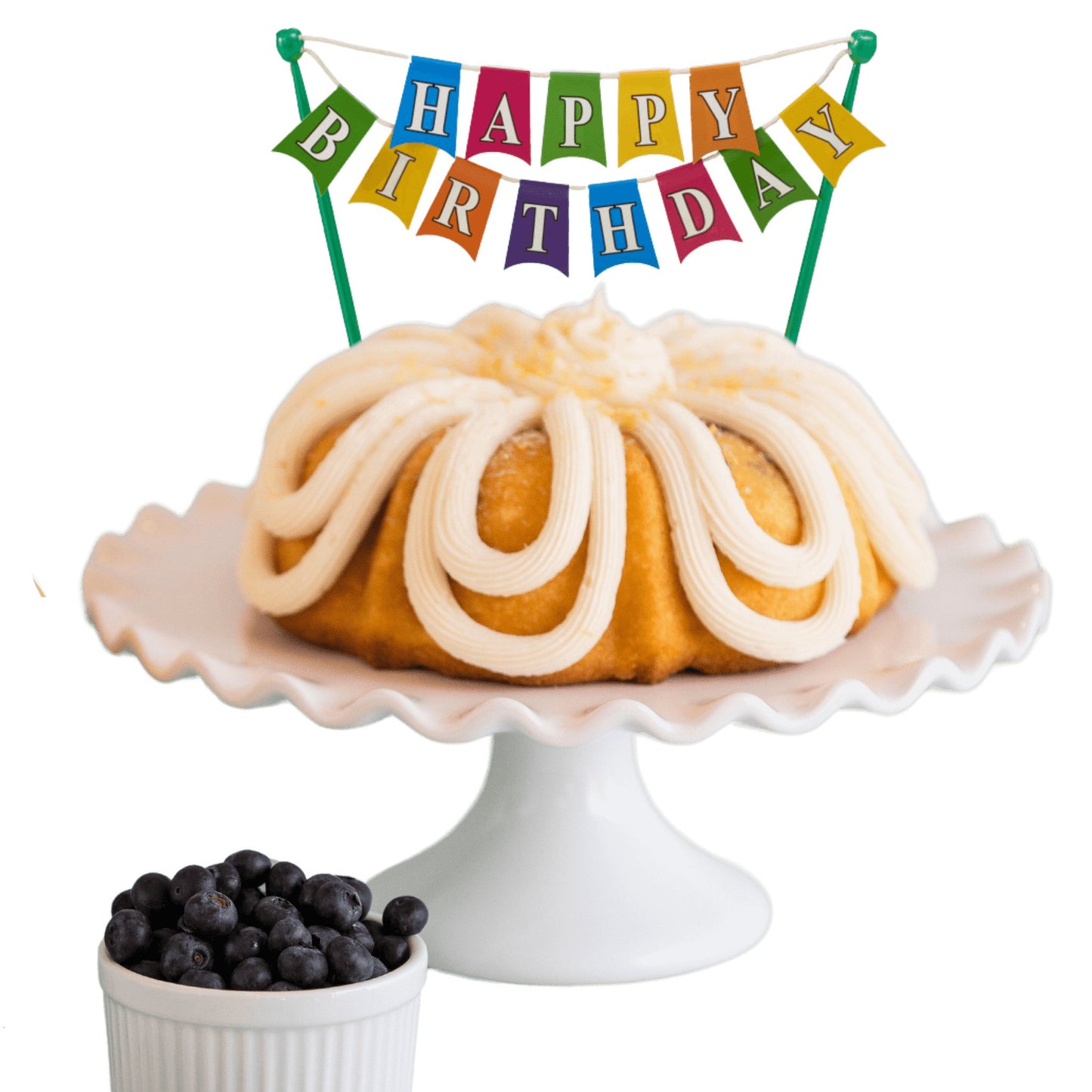 8" Shipping Big Bundt Cakes | "HAPPY BIRTHDAY" Bright Banner Bundt Cake