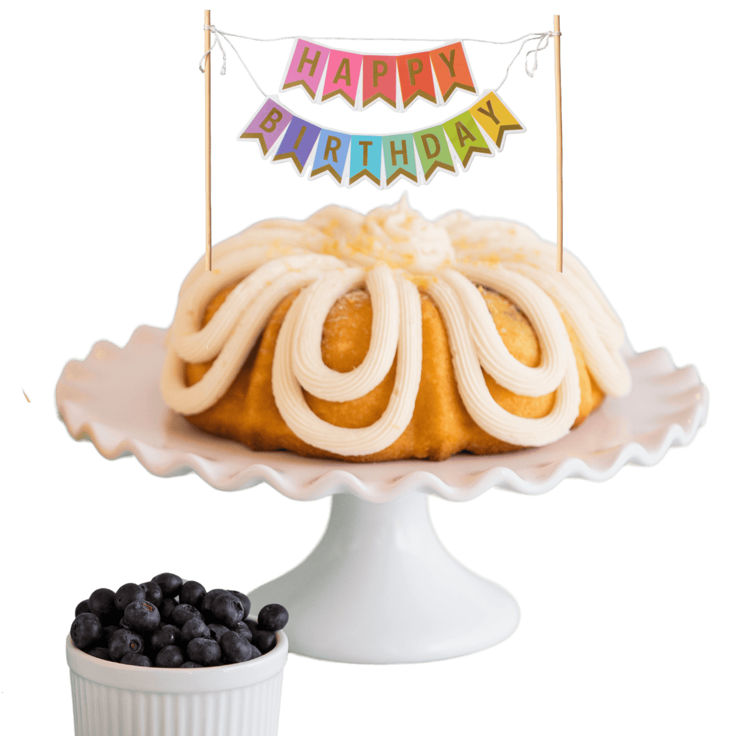 Lemon Blueberry "HAPPY BIRTHDAY" Awning Banner Bundt Cake