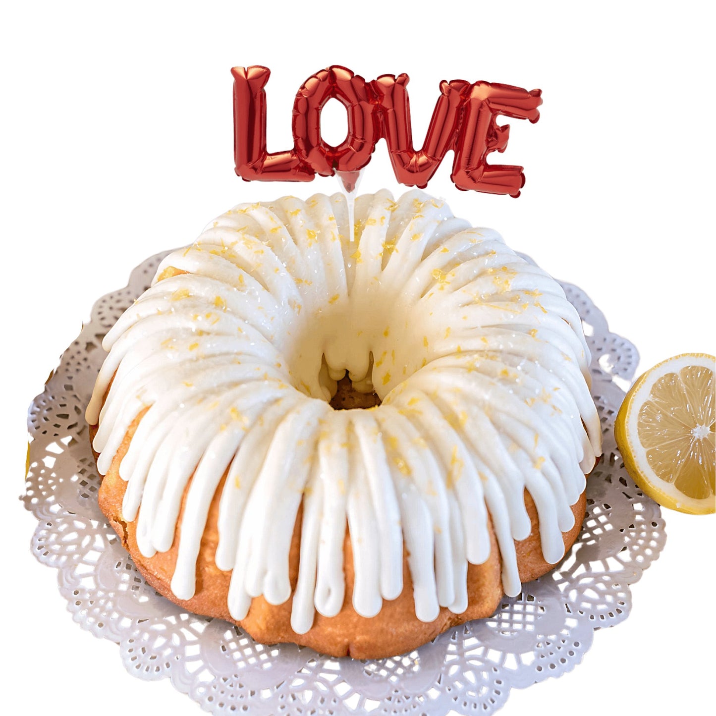 Lemon Squeeze Inflatable "LOVE" Anagram® Bundt Cake