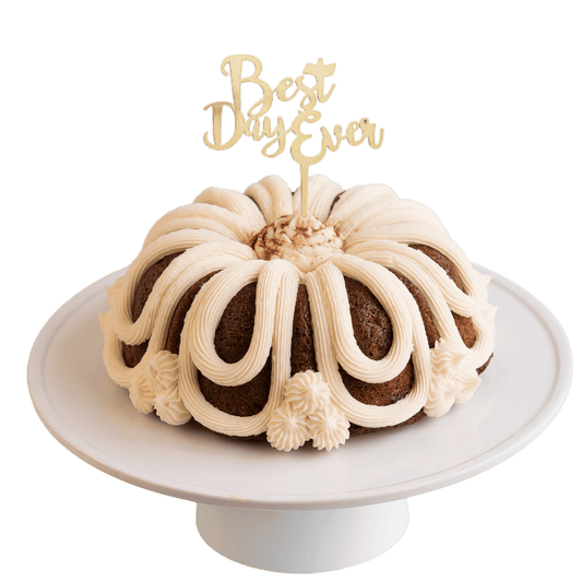 Vanilla Bean Silver "HAPPY BIRTHDAY" Silver Cake Topper & Candle Holder Bundt Cake-Wholesale Supplies-