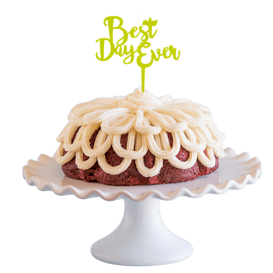 Lemon Squeeze Gold "HAPPY BIRTHDAY" Cake Topper & Candle Holder Bundt Cake-Wholesale Supplies-