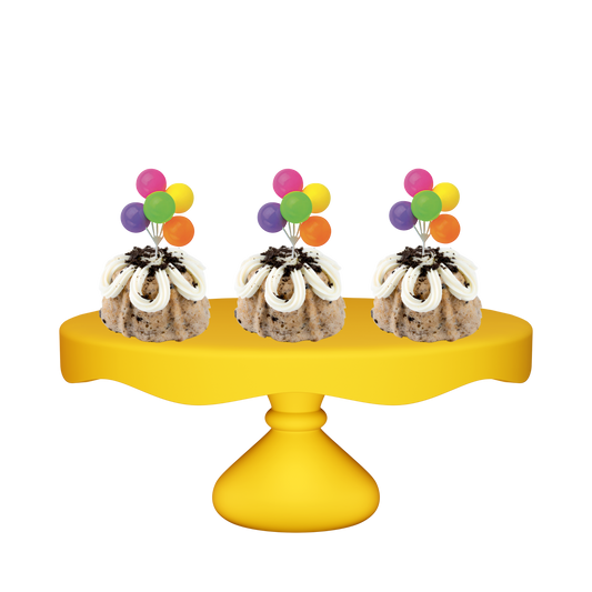 3" Bundties | Cookies n' Cream Bundt Cake w/ Neon Balloon Cluster Cake Topper-Bundt Cakes-