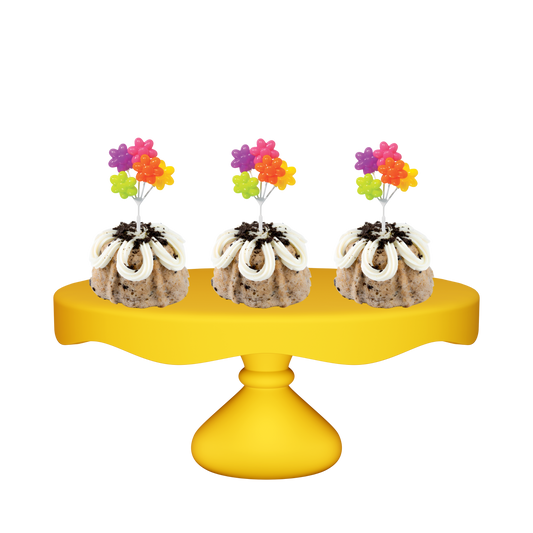 3" Bundties | Cookies n' Cream Bundt Cake w/ Flower Shaped Balloon Cluster Cake Topper-Bundt Cakes-