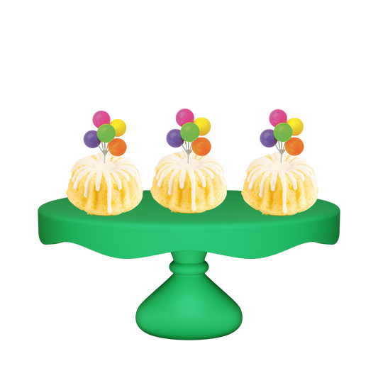 3" Bundties | Lemon Squeeze Bundt Cake w/ Neon Balloon Cluster Cake Topper-Bundt Cakes-