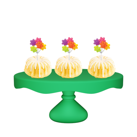 3" Bundties | Lemon Squeeze Bundt Cake w/ Flower Shaped Balloon Cluster Cake Topper-Bundt Cakes-