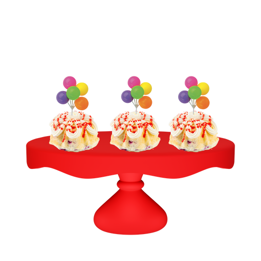3" Bundties | Raspberry Truffle Bundt Cake w/ Neon Balloon Cluster Cake Topper-Bundt Cakes-