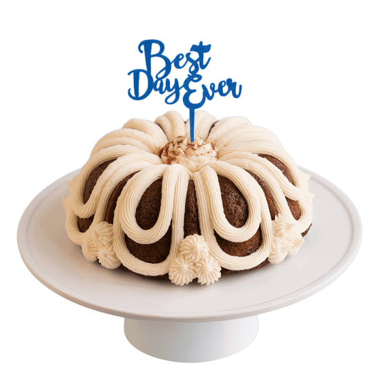 24 Carrot Blue "BEST DAY EVER" Candle Holder Bundt Cake