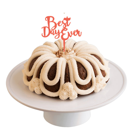 24 Carrot Coral "BEST DAY EVER" Candle Holder Bundt Cake