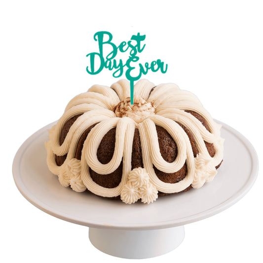 24 Carrot Teal "BEST DAY EVER" Candle Holder Bundt Cake