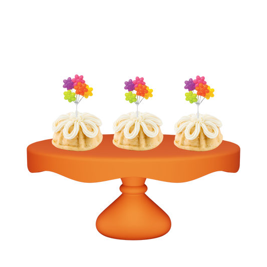 3" Bundties | Vanilla Bean Bundt Cake w/ Flower Shaped Balloon Cluster Cake Topper-Bundt Cakes-
