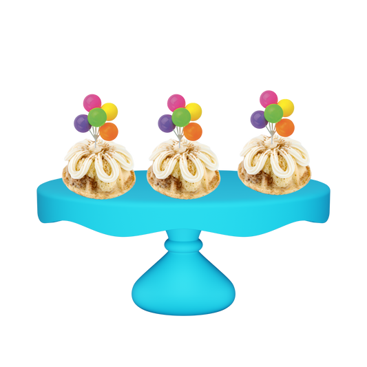 3" Bundties | Snickerdoodle Bundt Cake w/ Neon Balloon Cluster Cake Topper-Bundt Cakes-