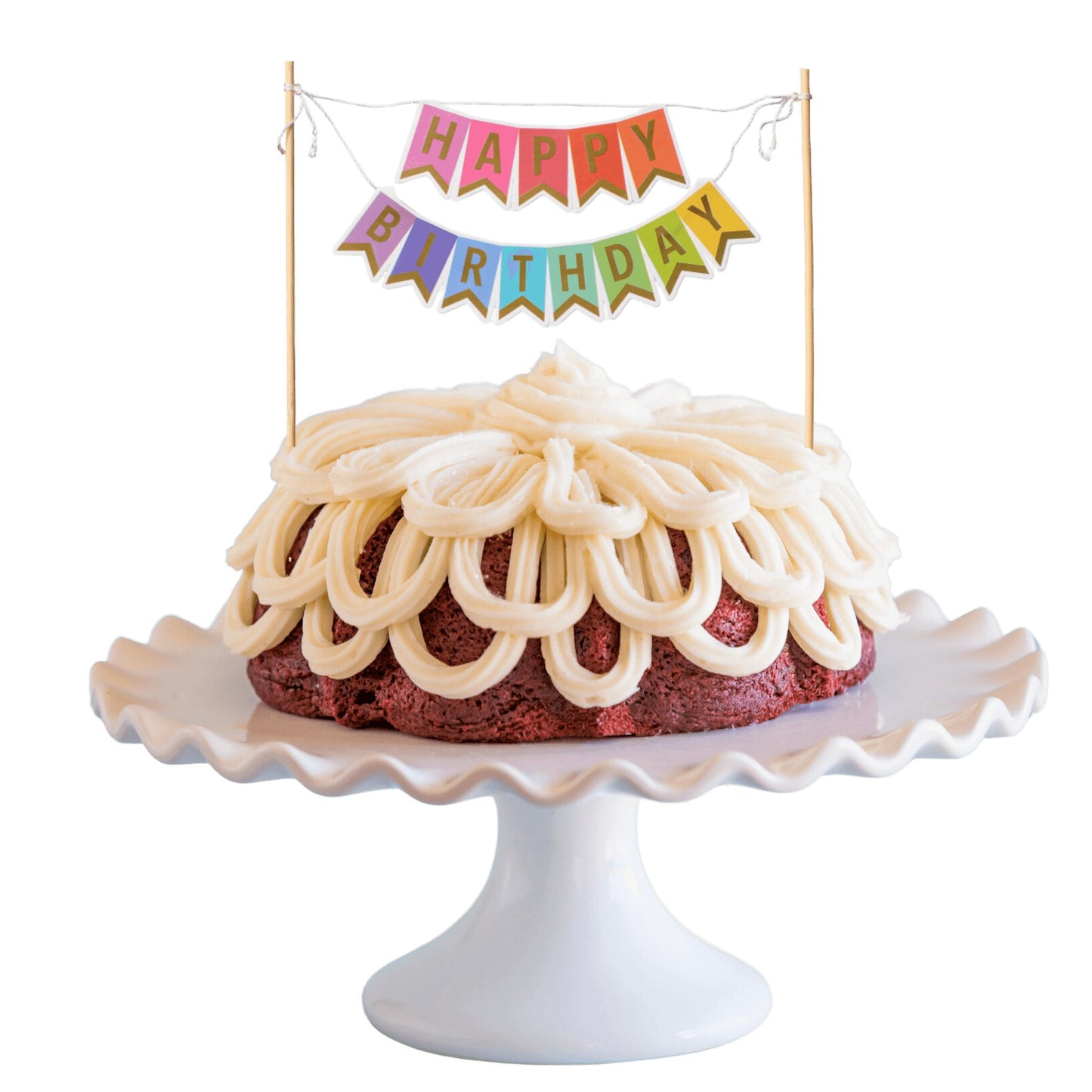 8" Shipping Big Bundt Cakes | "HAPPY BIRTHDAY" Awning Banner Bundt Cake