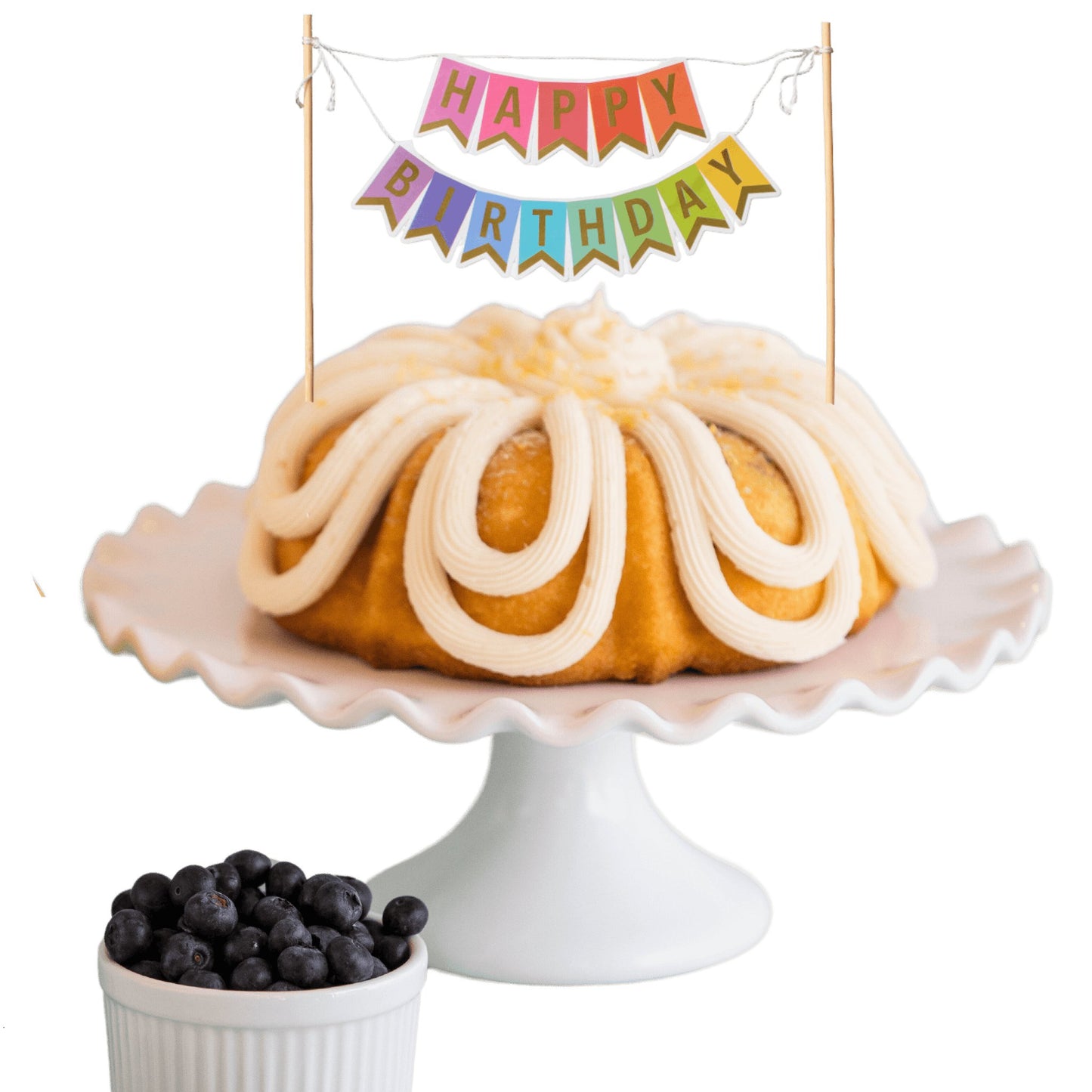 8" Shipping Big Bundt Cakes | "HAPPY BIRTHDAY" Awning Banner Bundt Cake