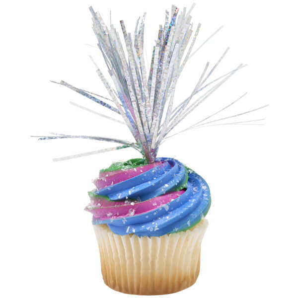 Cake Toppers | Holographic Silver Spray Mylar Cake Topper