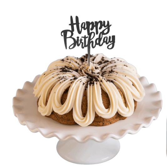 Cookies n' Cream Black "HAPPY BIRTHDAY" Cake Topper & Candle Holder Bundt Cake-Wholesale Supplies-