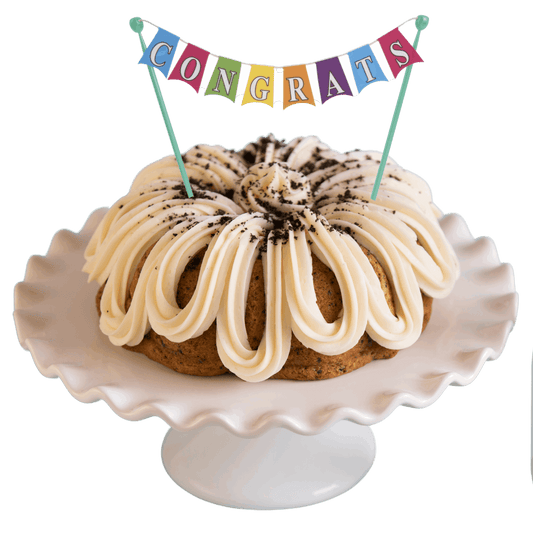 Cookies n' Cream "CONGRATS" Cake Banner Bundt Cake-Bundt Cakes-