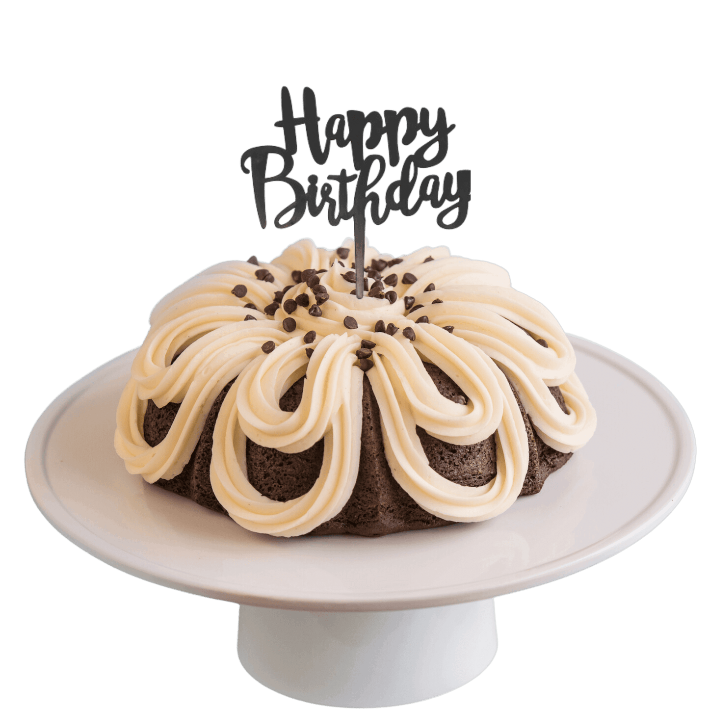 Double Chocolate | Black "HAPPY BIRTHDAY" Topper & Candle Holder Bundt - Wholesale Supplies