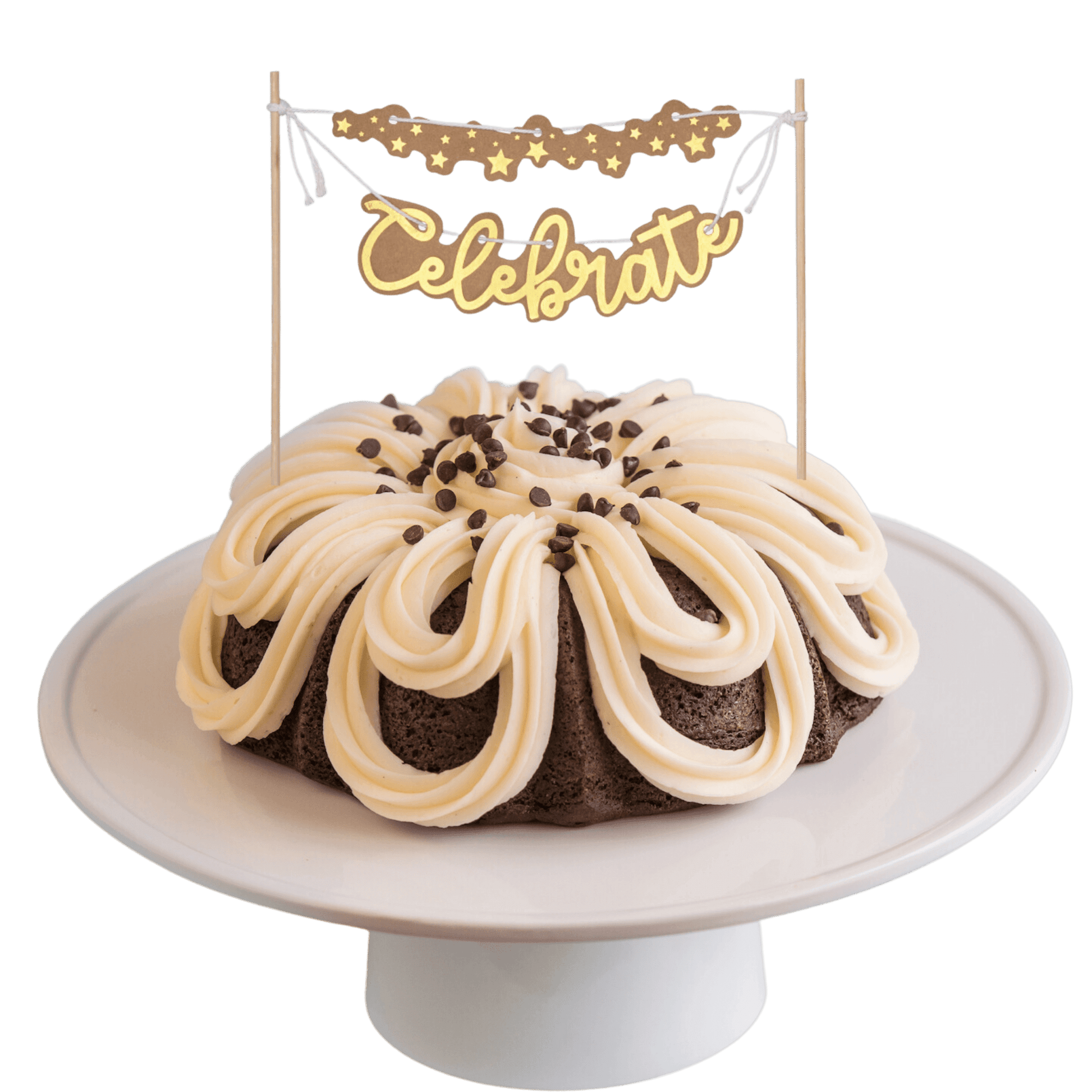 Double Chocolate | "CELEBRATE" Banner Bundt Cake - Wholesale Supplies
