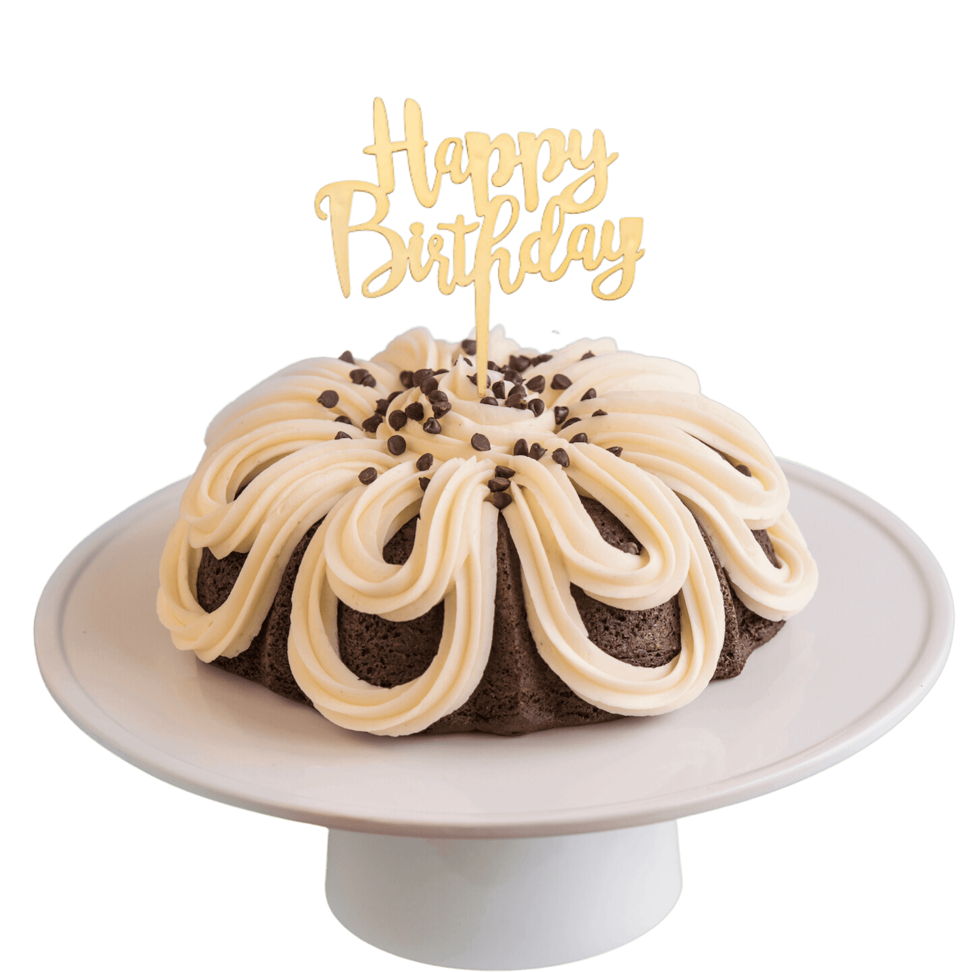 Double Chocolate | Gold "HAPPY BIRTHDAY" Topper & Candle Holder Bundt