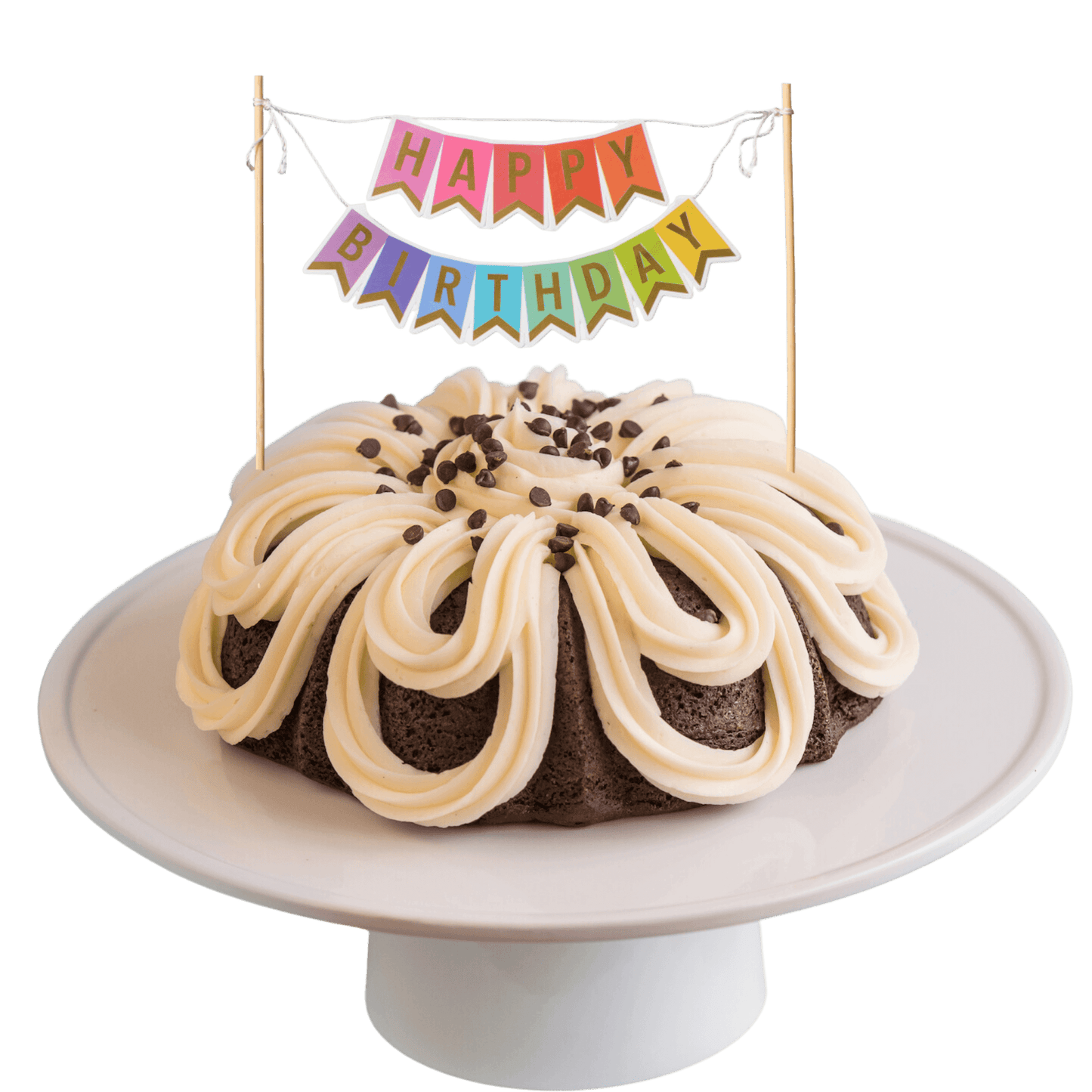 Double Chocolate | "HAPPY BIRTHDAY" Awning Banner Bundt Cake