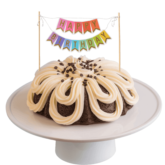 Double Chocolate | "HAPPY BIRTHDAY" Awning Banner Bundt Cake - Bundt Cakes