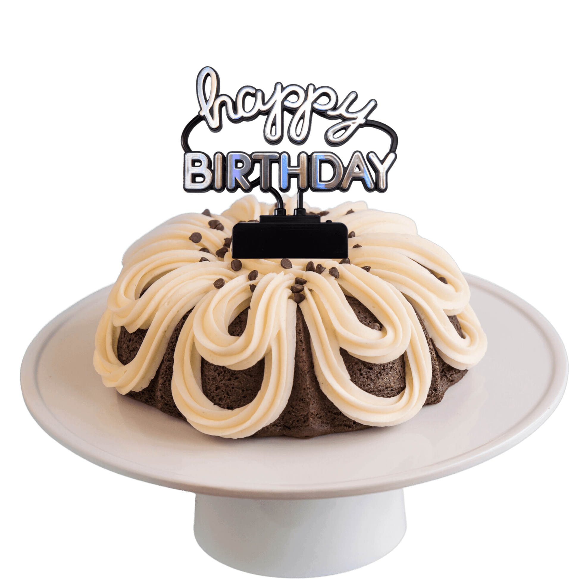 Double Chocolate | "HAPPY BIRTHDAY" Neon Sign Bundt Cake