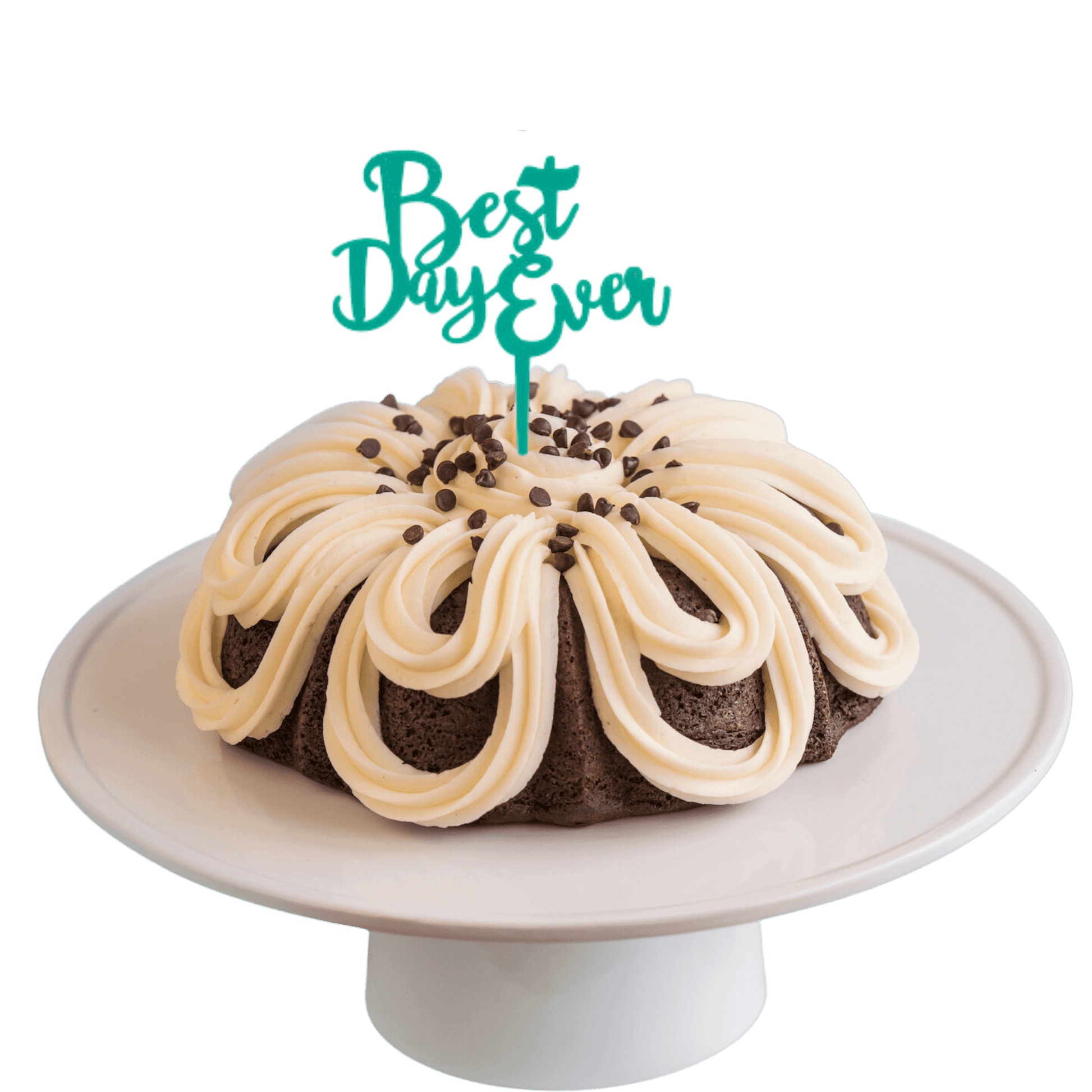 Double Chocolate Teal "BEST DAY EVER" Candle Holder Bundt Cake - Bundt Cakes