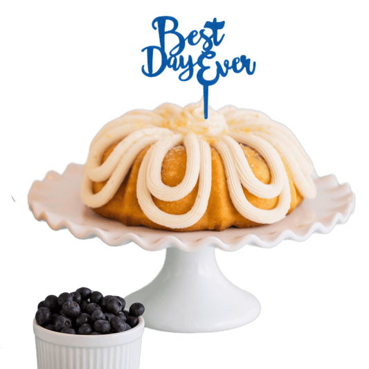 Lemon Blueberry Blue "BEST DAY EVER" Candle Holder Bundt Cake